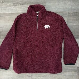 Ivory Ella Burgundy Sherpa Pullover